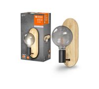 LEDVANCE Aplique de pared DECOR Wood Wall, negro, con casquillo E27 para facilitar la sustitución de la lámpara, puede equiparse con una lámpara normal o inteligente, protección IP20