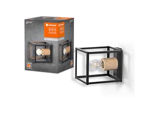 LEDVANCE Aplique de pared Nairobi de DECOR, negro, con casquillo E27 para facilitar la sustitución de la lámpara, puede equiparse con una lámpara normal o inteligente, protección IP20
