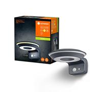 LEDVANCE Aplique solar ENDURA Style Glow, dos anillos de luz controlables por separado, luz blanca cálida (3000K), sensor integrado, utilizable sin alimentación, protección IP44, gris oscuro