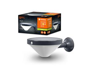 LEDVANCE Aplique solar ENDURA Style Lunar, luz blanca cálida (3000K), sensor integrado, utilizable sin alimentación, batería de larga duración: 60 veces 30 segundos en modo PIR, protección IP44, negro