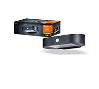 LEDVANCE Aplique solar pequeño ovalado ENDURA Style, luz blanca cálida (3000K), sensor integrado, utilizable sin alimentación, larga duración: 30 veces 60 segundos en modo PIR, protección IP44, negro