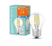 LEDVANCE Bombilla LED inteligente con malla Bluetooth, bombilla de filamento claro E27 con forma de gota, regulable, blanco cálido (2700K), controlable con Google y Alexa, paquete de 4