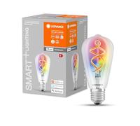 LEDVANCE Bombilla LED inteligente con tecnología Wifi, E27, colores RGB cambiables, forma Edison, filamento de color como luz de ambiente, controlable con Alexa, Google y App