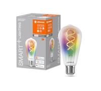 LEDVANCE Bombilla LED inteligente con tecnología Wifi, E27, colores RGB cambiables, forma Edison, filamento de color como luz de ambiente, controlable con Alexa, Google y App