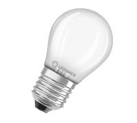 Ledvance Classic P25. Bombilla led esférica mate 220V 2,5W 2700K E27. 250 Lumen. Equivalente a incandescente de 25W. 15.000 Horas. 77 X 45mm. Luz cálida.