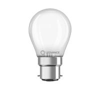 LEDVANCE Classic P40. Bombilla led esférica mate 220-240V 4W 2700K B22d. 470 Lumen. Equivalente a 40W. 15.000 Horas. 76 X 45mm. Luz cálida.