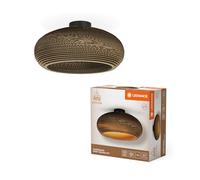 LEDVANCE Decor Cardboard Drop marrón de cartón ondulado, ligera, E27, 400 mm de diámetro, pantalla de material reciclado, sostenible gracias a una fuente de luz reemplazable, fácil de instalar