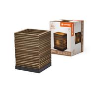 LEDVANCE Tischleuchte Decor Cardboard Square braun aus Wellpappe, leicht, E27, 200 mm Durchmesser, Leuchtenschirm aus recyceltem Material, nachhaltig durch austauschbare Lichtquelle, einfache Montage