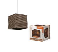 LEDVANCE Decor Cardboard Square marrón de cartón ondulado, ligera, E27, 250 mm de diámetro, pantalla de material reciclado, sostenible gracias a una fuente de luz reemplazable, fácil de instalar