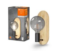 LEDVANCE DECOR Wood Wall Wandleuchte, schwarz, mit E27 Sockel für den einfachen Austausch des Leuchtmittels, kann mit einfacher oder smarter Lampe bestückt werden, Schutzklasse IP20