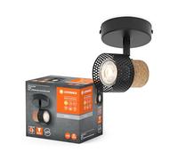 LEDVANCE DECOR SPOT CORK, 1 x 3,4W, 230lm, schwarz, Spotleuchte, verstellbare Köpfe, vielseitig anwendbar, Innenraumspot, austauschbare LED-Lampen, warmweiße Lichtfarbe, GU10