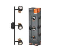 LEDVANCE DECOR SPOT CORK, 3 x 3,4W, 690lm, negro, foco, cabezales ajustables, versátil, foco de interior, lámparas LED reemplazables, regulable, luz de color blanco cálido, GU10