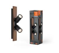 LEDVANCE DECOR SPOT MERCURY, 2 x 3,4W, 460lm, aspecto de madera, negro, foco, cabezales ajustables, versátil, foco de interior, lámparas LED reemplazable, luz de color blanco cálido, GU10