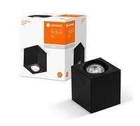 LEDVANCE Foco de techo cuadrado Spot Surface, negro, con casquillo GU10, puede equiparse con una lámpara normal o inteligente, ángulo de haz flexible, protección IP20, carcasa de alta calidad