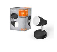 LEDVANCE Foco de techo LED SPOT PEAR, negro, 4,3W, 210lm, luz direccional con color de luz blanco cálido, con cabezal flexible GU10, lámpara GU10 incluida, IP20, 2700K
