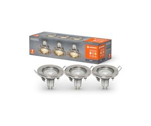 LEDVANCE Foco empotrable en níquel cepillado in ombilla reemplazable de 2,6 vatios GU10, foco LED, color de luz blanco cálido (2700K), IP20, paquete de 3