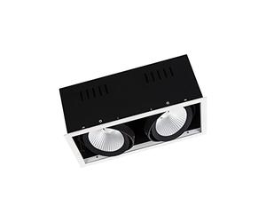 LEDVANCE Foco empotrable orientable, doble foco, para iluminación general y acentuada, ahorro de energía, repuesto para 2 bombillas HID de 35 W, luz blanca cálida, 2 x 30 W, 3000 K, FL WT/BK