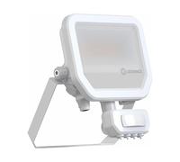 Ledvance Foco LED de aluminio blanco, 17 W, 2200 lm, 100D - 830 blanco cálido | IP65 - Detector de movimiento y sensor de luz - simétrico