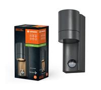 LEDVANCE Iluminación exterior ENDURA CLASSIC ISIDOR W S, luz de pared, GU10, gris, aluminio, instalación fácil, iluminación indirecta, tipo protección IP65, sensor luz diurna, detector de movimiento