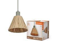 LEDVANCE Lámpara colgante Decor Raffia verde-marrón de rafia y metal, E27,