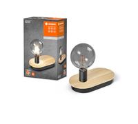 LEDVANCE DECOR Wood Table Tischleuchte TOUCH USB, schwarz, E27 Sockel für den einfachen Austausch des Leuchtmittels, kann mit einfacher oder smarter Lampe bestückt werden, Schutzklasse IP20