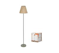LEDVANCE Lámpara de pie Decor Raffia verde-marrón de rafia y metal, E27, altura 1600 mm, pantalla de material reciclado, sostenible gracias a una fuente de luz reemplazable, fácil de instalar