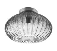 LEDVANCE Lámpara de techo con casquillo E27 Edición Vintage 1906, cristal gris ahumado, sin bombilla, tallada calabaza