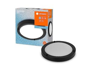 LEDVANCE Lámpara de techo de baño redondo clásico de baño 280 mm, negro, enchufes E27, se pueden equipar con una lámpara inteligente, mano de obra de calidad, forma de cilindro, IP44