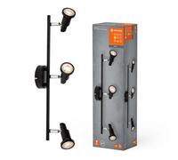 LEDVANCE Downlight LED GU10, 3 luces, negro