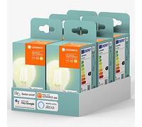 LEDVANCE lámpara LED inteligente con Bluetooth Mesh, también controlable con Alexa y Google, sustituye a las lámparas convencionales de 60W, blanco cálido (2700K), Dimmable, paquete de 6