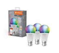 LEDVANCE Smarte LED-Lampe mit WiFi Technologie, Sockel B22d, Dimmbar, Lichtfarbe änderbar (2700-6500K), RGB Farben änderbar, ersetzt Glühlampen mit 60 W, SMART+ WiFi Classic Multicolour, 3er-Pack