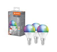 LEDVANCE Smarte LED-Lampe mit WiFi Technologie, Sockel E14, Dimmbar, Lichtfarbe änderbar (2700-6500K), RGB Farben änderbar, ersetzt Glühlampen mit 40 W, SMART+ WiFi Mini Bulb Multicolour, 3er-Pack