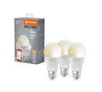 LEDVANCE Lámpara LED inteligente con tecnología WiFi, E27 base, óptica mate ,Blanco cálido (2700K), 1521 Lumen, sustituto de 100W-iluminante 3-paquete
