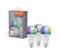 LEDVANCE Smarte LED-Lampe mit WiFi Technologie, Sockel E27, Dimmbar, Lichtfarbe änderbar (2700-6500K), RGB Farben änderbar, ersetzt Glühlampen mit 75 W, SMART+ WiFi Classic Multicolour, 3er-Pack