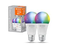 LEDVANCE Lámpara LED inteligente con tecnología WiFi, E27 base, óptica mate,Colores RGBW cambiables, color de la luz cambiable (2700K-6500K), 806 Lumen, sustituto de 60W-iluminante 2-paquete