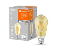 LEDVANCE Lámpara LED inteligente con tecnología WiFi, E27 base, vidrio dorado,Blanco cálido (2400K), 680 Lumen, sustituto de 53W-iluminante 1-paquete