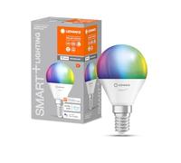 LEDVANCE Lámpara LED inteligente con tecnología WiFi, enchufe E14, regulable, color de luz cambiante(2700-6500K), colores RGB cambiables, reemplazo de 40W,SMART+ WiFi Mini Bulb Multicolor,paquete de 1