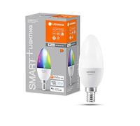 LEDVANCE Lámpara LED inteligente con tecnología WiFi, enchufe E14, regulable, color de luz cambiante(2700-6500K), colores RGB cambiables, reemplazo de 40W, SMART+ WiFi Candle Multicolour, paquete de 4