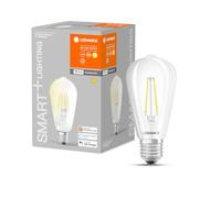 LEDVANCE Lámpara LED inteligente con tecnología WiFi, enchufe E27, regulable, blanco cálido (2700 K), reemplaza las lámparas incandescentes por 60W, filamento SMART+ WiFi Edison Regulable,paquete de 1
