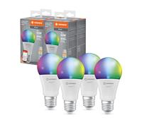 LEDVANCE Lámpara LED inteligente con tecnología WiFi, enchufe E27, regulable, color de luz cambiante(2700-6500K), colores RGB cambiables, reemplazo de 60W, SMART+ WiFi Classic Multicolour,paquete de 4