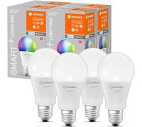 LEDVANCE Lámpara LED inteligente con tecnología WiFi, enchufe E27, regulable, color de luz cambiante(2700-6500K), colores RGB cambiables, reemplazo de 75W, SMART+ WiFi Classic Multicolour,paquete de 4