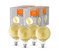 LEDVANCE Lámpara LED inteligente en oro con 6W, 2700K, E27, 125mmx178mm, con tecnología Wifi, bombilla regulable de forma global controlable vía app y asistente de voz., paquete de 4