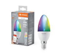 LEDVANCE Lámpara LED SMART+ MATTER, compatible con Google, Alexa, Apple, acabado esmerilado, 4,9W, 470lm, base E14, función RGBW, luz blanca, control por app o voz, vida útil de hasta 20.000 horas