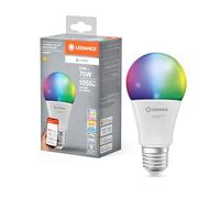LEDVANCE Lámpara LED SMART+ MATTER, compatible con Google, Alexa, Apple, aspecto esmerilado, 9,5W, 1055lm, base E27, función RGBW, luz blanca, control por app o voz, vida útil de hasta 20.000 horas
