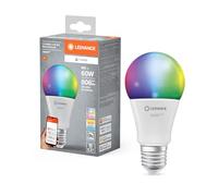 LEDVANCE Lámpara LED SMART+ MATTER, compatible con Google, Alexa, Apple, aspecto esmerilado, 9W, 806lm, base E27, función RGBW y luz blanca, control por app o voz, vida útil de hasta 20.000 horas