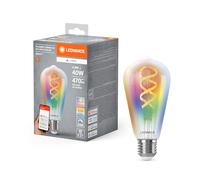 LEDVANCE Lámpara LED SMART+ MATTER, compatible con Google, Alexa, Apple, cristal blanco, 4,8W, 470lm, base E27, función RGBW y luz blanca, control por app o voz, vida útil de hasta 15.000 horas