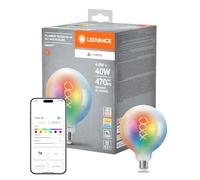 LEDVANCE Lámpara LED SMART+ MATTER, compatible con Google, Alexa, Apple, cristal blanco, 4,8W, 470lm, base E27, función RGBW y luz blanca, control por app o voz, vida útil de hasta 15.000 horas
