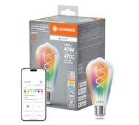 LEDVANCE Lámpara LED SMART+ MATTER, compatible con Google, Alexa, Apple, cristal blanco, 4,8W, 470lm, base E27, función RGBW y luz blanca, control por app o voz, vida útil de hasta 15.000 horas