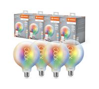 LEDVANCE Lámpara LED SMART+ MATTER, compatible con Google, Alexa, Apple, cristal blanco, 4,8W, 470lm, base E27, función RGBW y luz blanca, control por app o voz, vida útil de hasta 15.000 horas