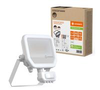 Ledvance Foco LED de aluminio blanco, 17 W, 2400 lm, 100D - 840 blanco frío, IP65, sensor de movimiento y sensor de luz, simétrico
